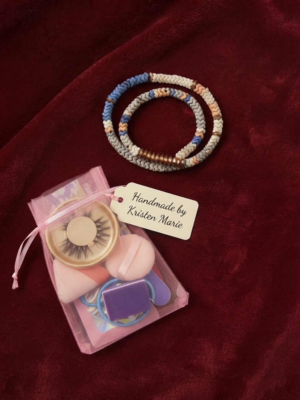 Handmade Beaded Bracelet Set & Bonus Beauty Gift Bag